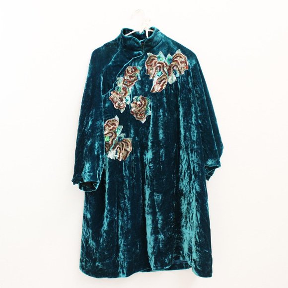 irie Dresses & Skirts - Irie Wash Velvet Embroidered Floral Dress